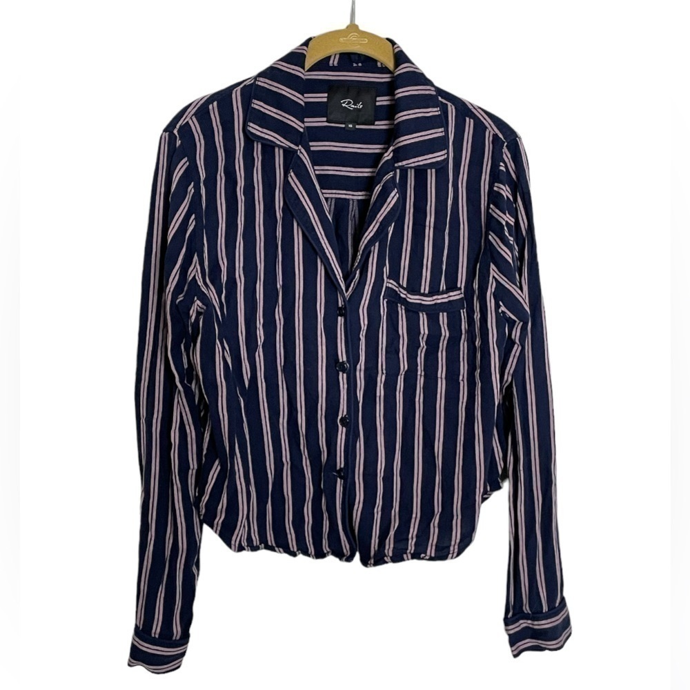 Rails Camden Stripe Navy Button Down Blouse XS